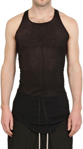 Rick Owens Miniribbed Cotton Tank Top in Black for Men - Lyst