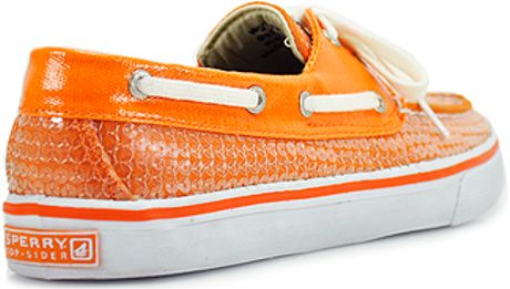 orange sperry boat shoes