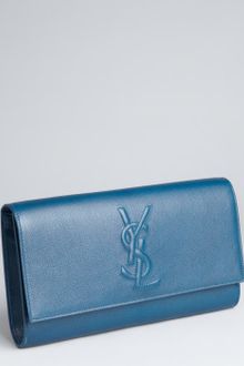 Yves Saint Laurent Chinese Blue Leather Belle De Jour Flap Clutch - Lyst