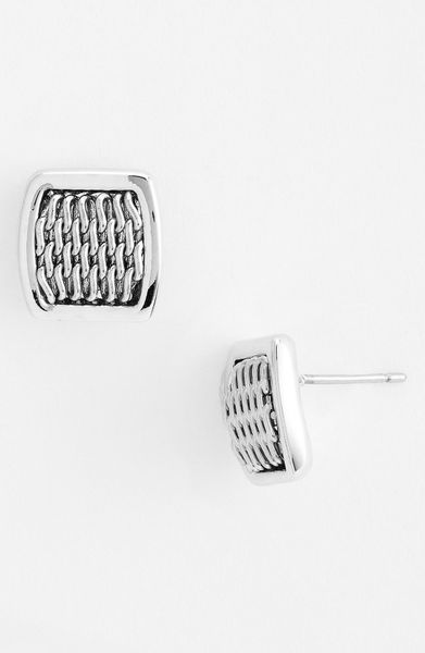 Ak Anne Klein Woven Button Stud Earrings in Silver - Lyst