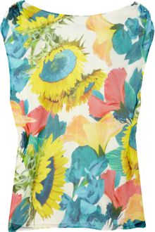 Alice + Olivia Ani Sunflowerprint Silkchiffon Top - Lyst