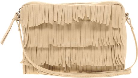 Asos Asos Leather Fringe Across Body Bag in Beige (nude) - Lyst