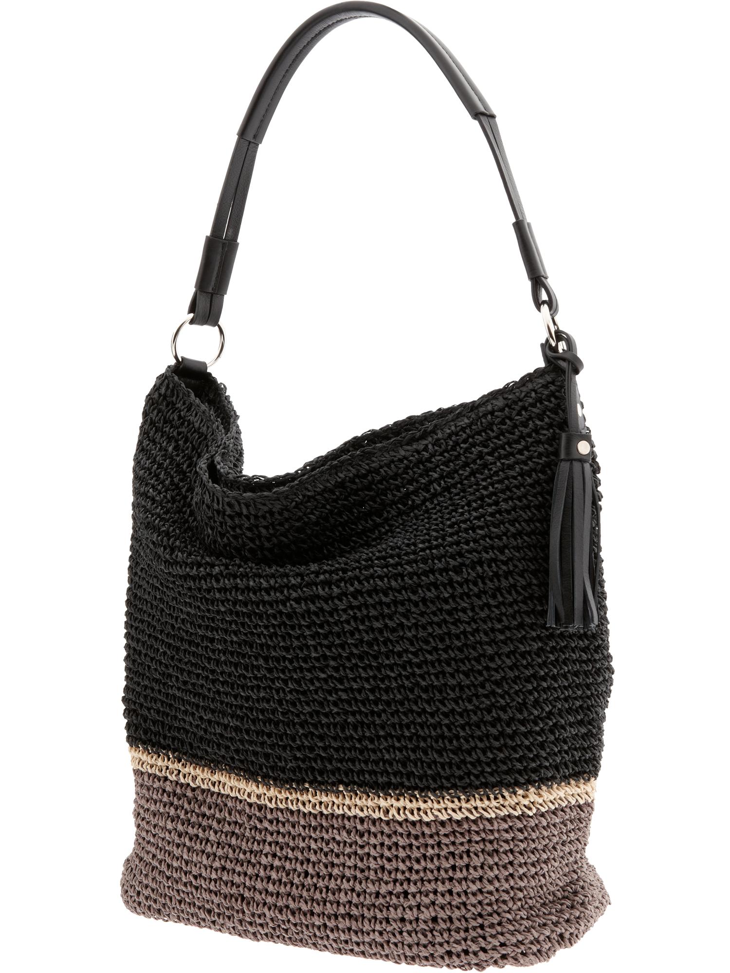 Banana Republic Callie Straw Hobo in Black (black ) Lyst