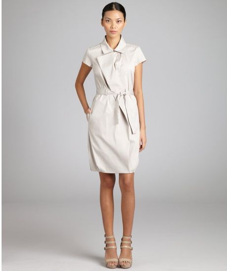 Celine Grey Stretch Cotton Bubble Hem Dress in Gray (grey) - Lyst