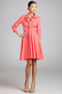 Celine Pink Stretch Cotton Knotted Front Long Sleeve Shirtdress - Lyst