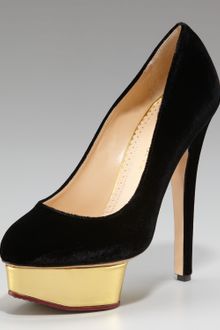 Charlotte Olympia Platform Velvet Pump - Lyst