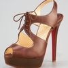 Christian Louboutin Serena Laceup Sandal in Brown (tobacco) - Lyst