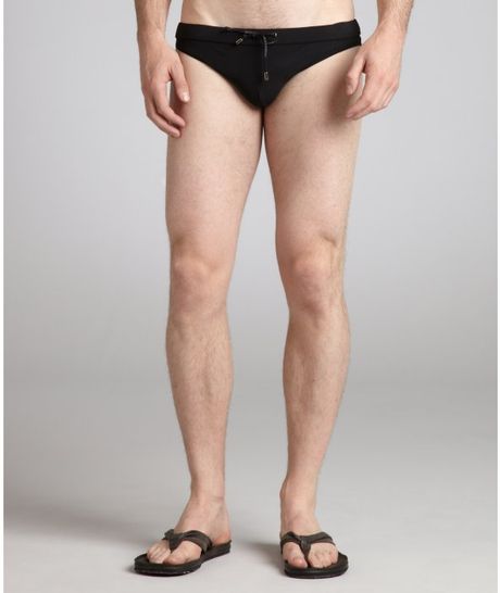 Dolce & Gabbana Black Tie Waist Swim Briefs in Black for Men - Lyst
