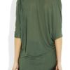 Helmut Lang Asymmetric Draped Jersey Top in Green (olive) - Lyst