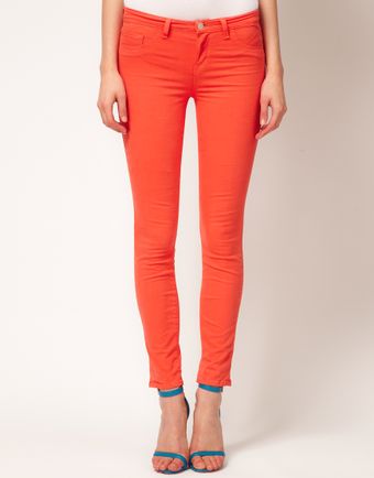 J Brand J Brand 811 Mid Rise Skinny Ankle Jean in Tangerine - Lyst