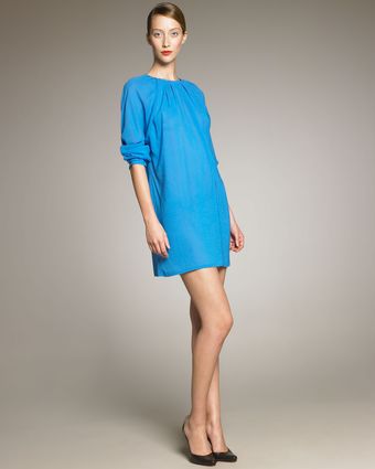  Long Sleeve Gathered Neck Dress 