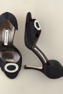Manolo Blahnik Sedarby Jeweled Satin Dorsay - Lyst
