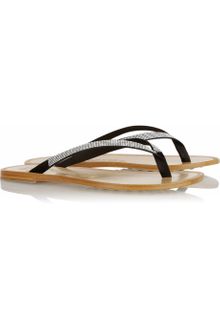 Pedro Garcia Zulie Swarovski Crystalembellished Satin and Leather Sandals - Lyst