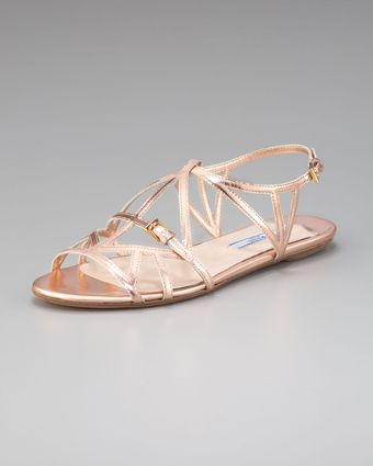  Metallic Cutout Sandal with Buckle Detail 