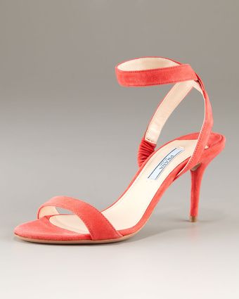  Coral Suede Sandal with Ankle Band 