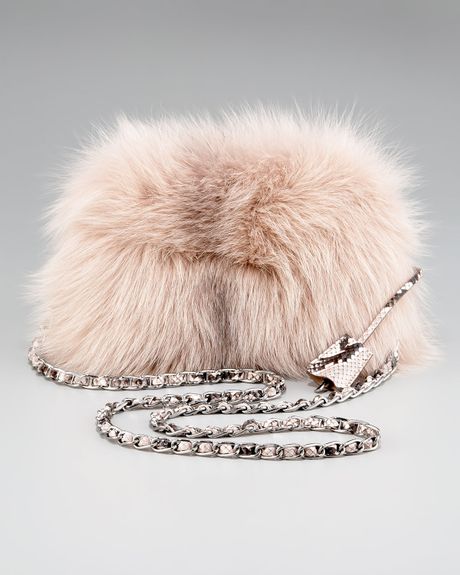 Prada Fox Fur Clutch in Pink (soft pink) - Lyst