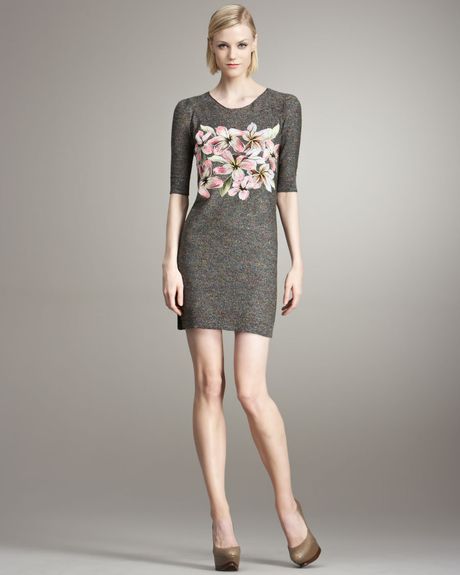 Stella Mccartney Floralgraphic Dress in Gray (dkmult) - Lyst