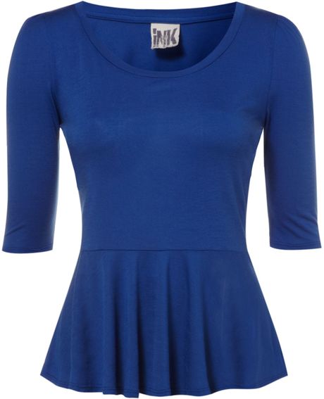 Therapy Jersey Peplum Top in Blue - Lyst