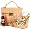 Topshop Leather Pyramid Lock Satchel in Beige (blonde) - Lyst