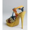 Yves Saint Laurent Tan Colorblock Suede Strappy Tribute Platform Sandals in Blue (tan) - Lyst