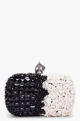  Black White Punk Shell Clutch 
