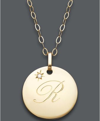  Diamond Accent Letter R Disc Pendant 