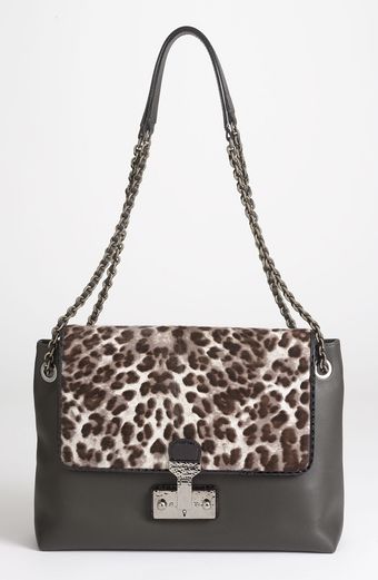  Safari Xl Single Leather Calf Hair Shoulder Bag 
