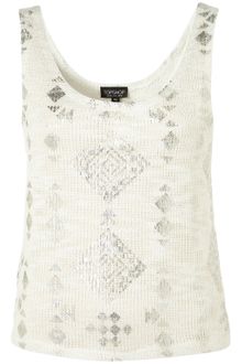Topshop Foil Tribal Textured Crop Vest - Lyst