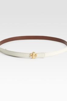 Tory Burch Metal Logo Accented Leather Belt - Lyst