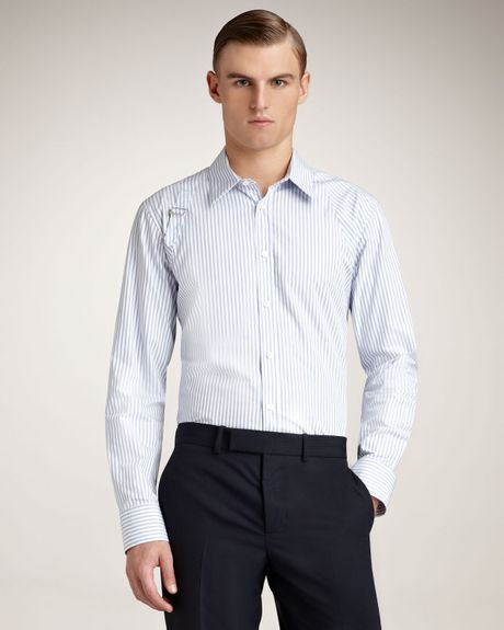 Alexander Mcqueen Striped Harness Shirt in Blue for Men (light blue) - Lyst