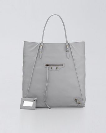  Papier Leather Basket Tote, Graphite 