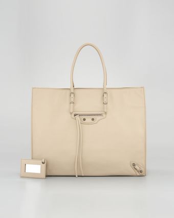 Papier Leather Tote Sable 