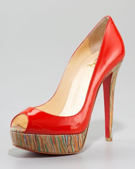 Christian Louboutin Banana Corkheel Patent Pump in Red (mandrin red) - Lyst