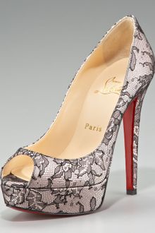Christian Louboutin Lace Peep-toe Platform Pump - Lyst