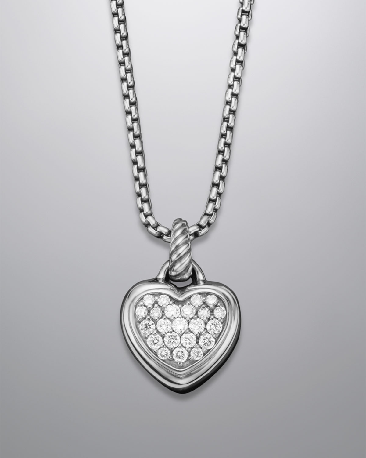 David Yurman Pave Diamond Cable Heart Necklace in Gold (null)