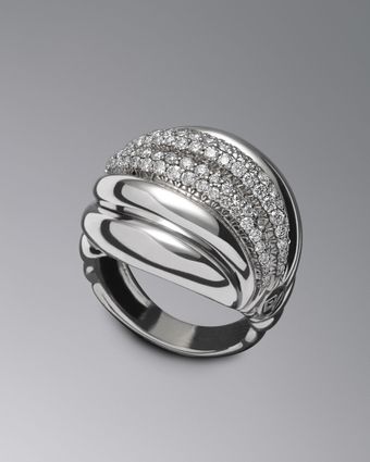 David Yurman Pave Diamond Sculpted Cable Ring - Lyst