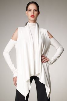 Donna Karan New York Cold-shoulder Draped Cardigan - Lyst