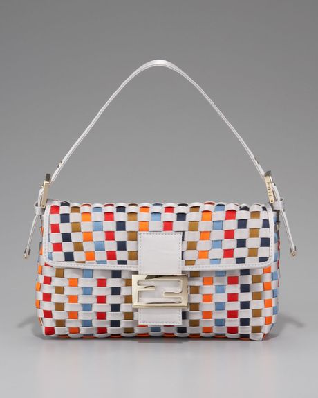 Fendi Woven Satin Baguette in Gray (mlti colr gry gld) - Lyst