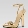 Gucci Lucille Metallic Cage Sandal in Gold - Lyst