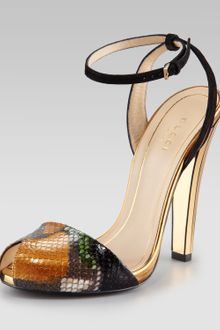 Gucci Ankle-wrap Python Sandal - Lyst