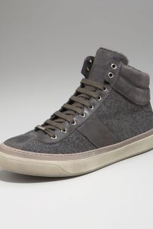 Jimmy Choo Flannel & Shearling Hi-top Sneaker - Lyst