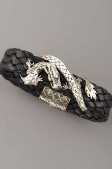 John Hardy Woven Leather Dragon Bracelet, Black - Lyst