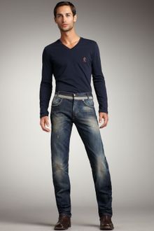 Just Cavalli Distressed Straight Leg Jeans - Lyst