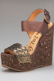 Lanvin Metallic Python Wedge Sandal - Lyst