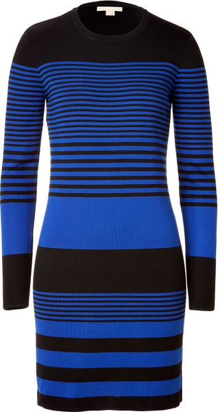 Michael Kors Cobaltblack Striped Long Sweater in Blue (cobalt) - Lyst