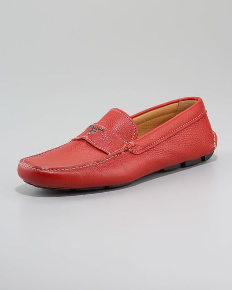 Prada Pebbled Driver, Red in Red for Men - Lyst
