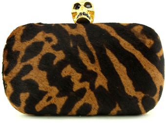 Alexander McQueen Leopard Pony Hair Skull Clutch - Lyst
