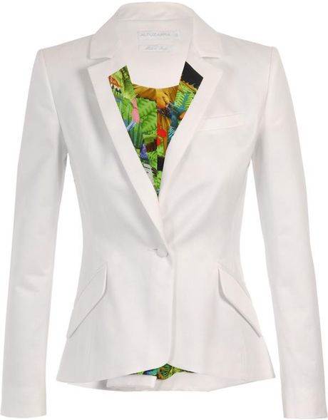 Altuzarra Acacia Printed Cotton Twill Blazer in White - Lyst