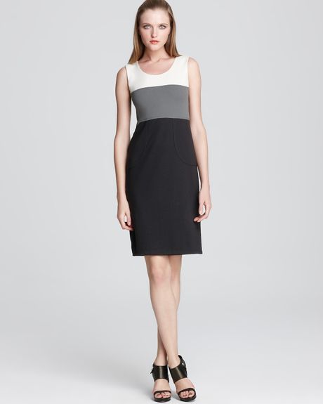 Armani Dress Color Block Jersey in Black (black multi) - Lyst