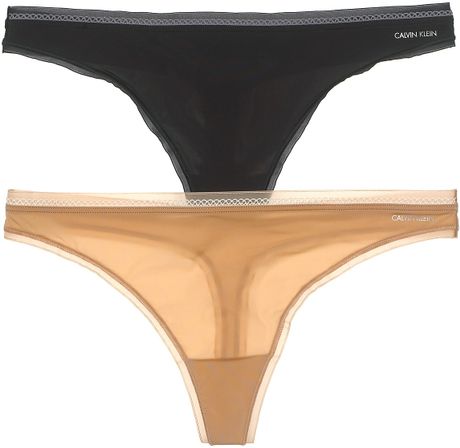 Calvin Klein Underwear Naked Glamour Thong in Black (buff) - Lyst